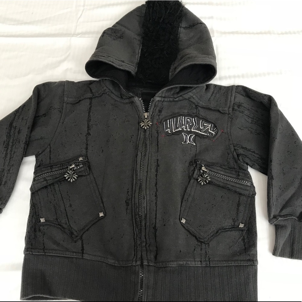 Hurley fuzzy mohawk zippered hoodie